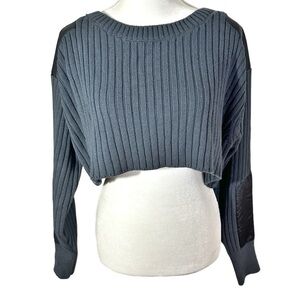 NWT- Urban Outfitters- Oversized Crop Top Sweater w/ Shoulder/Elbow Pads Size L